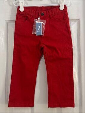 NWT Jacadi Paris Baby Girl Red Slim Pants Back Pockets